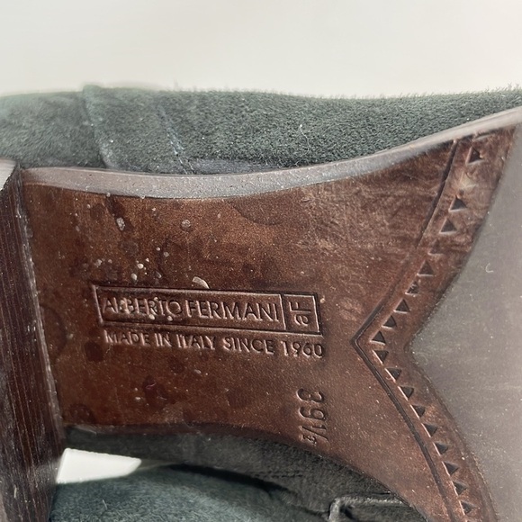 Alberto Fermani Ankle Booties Dark Green Suede Leather Size 39.5 9.5 - Picture 11 of 13